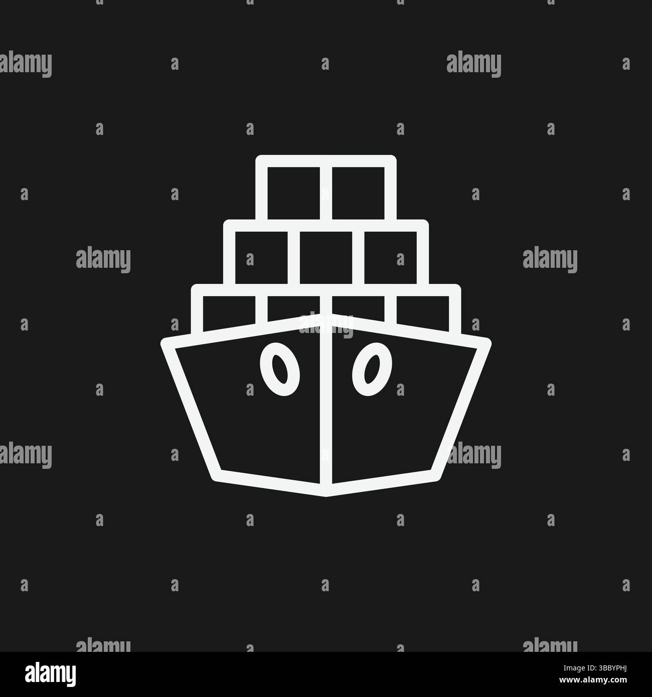 Frachtschiff-Symbol Vektor einfache Umrissdarstellung des Frachtschiffs mit Containern Grafik Stock Vektor