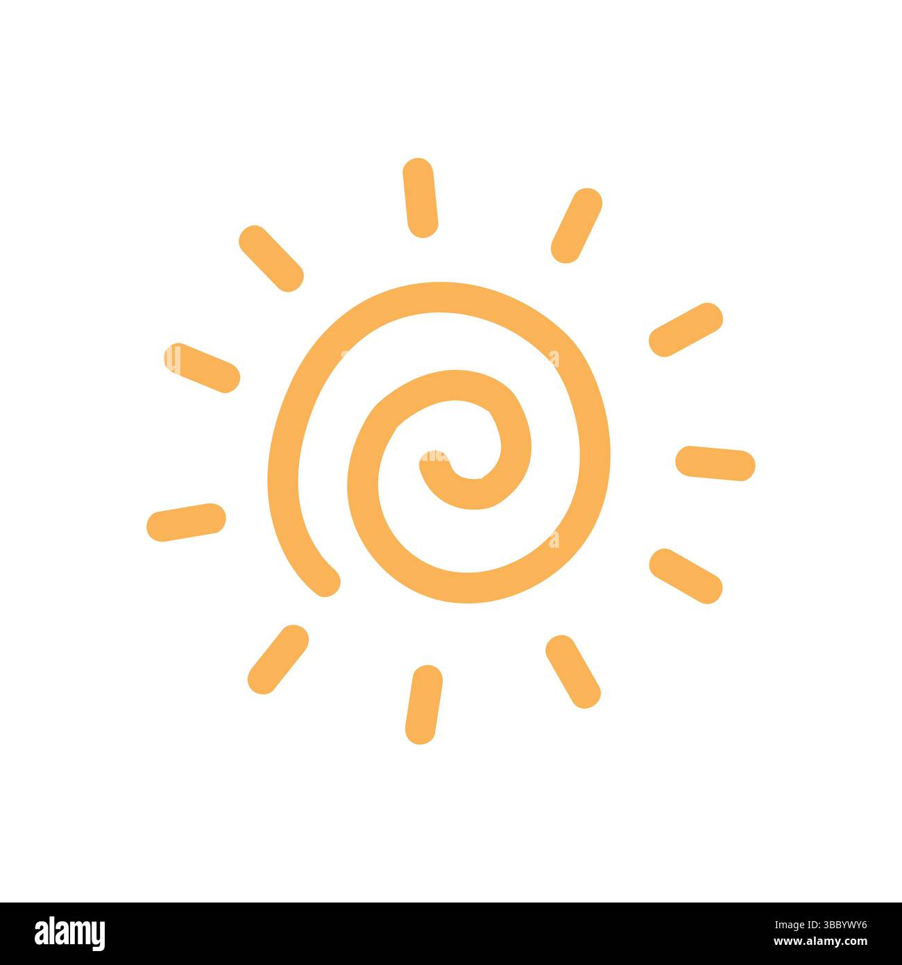 Niedliche Spiralsonne Icon Hand Gezeichnete Sommer Illustration Stock Vektor