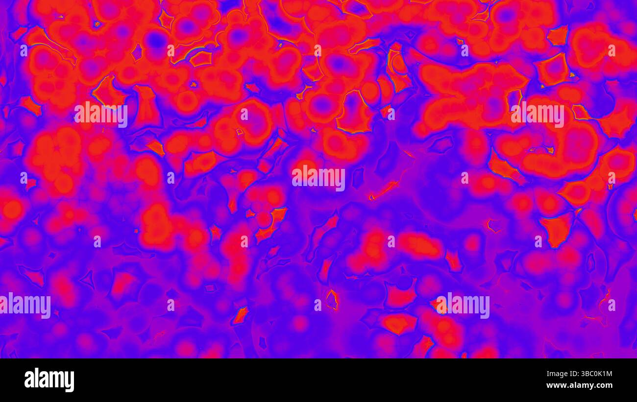 Intensive abstrakte Lava-Textur in Rot und Blau – High-Energy Fluid Design Hintergrund für Spiele und edgy Branding Projekte Stockfoto