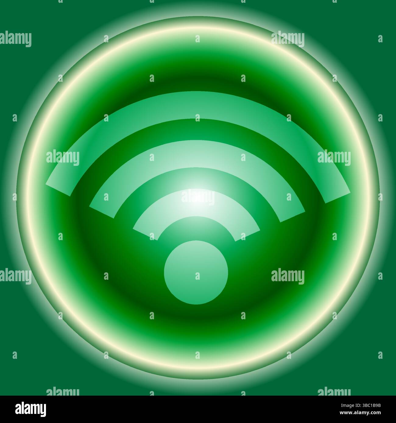 Abstraktes WLAN-Symbol auf grünem Verlaufskreis Stock Vektor