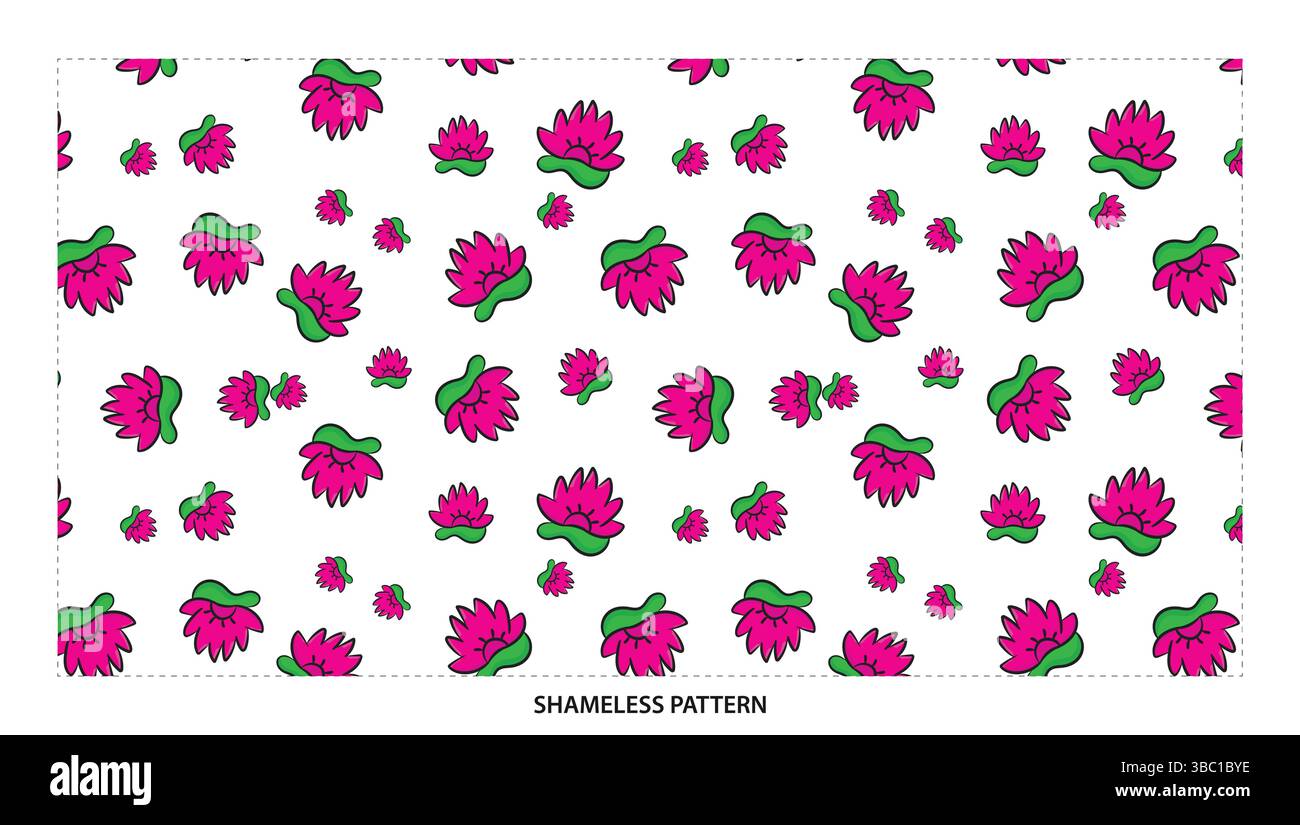 Fröhliches nahtloses Muster in Pink und Grün mit abstraktem Blumenmuster Stock Vektor