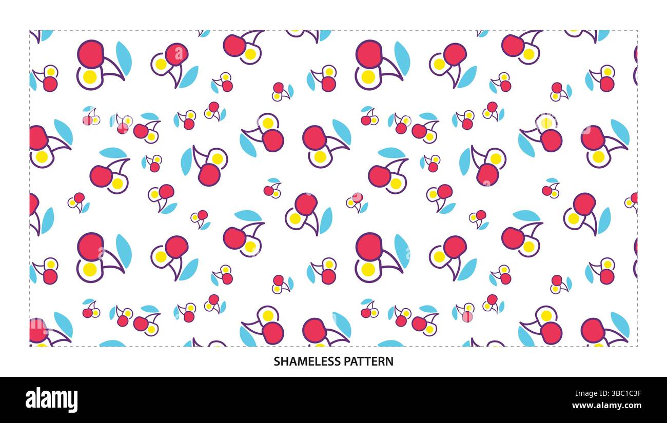 Fröhliches nahtloses Muster aus rotem und gelbem Kirschfrucht für Sommerdesigns Stock Vektor