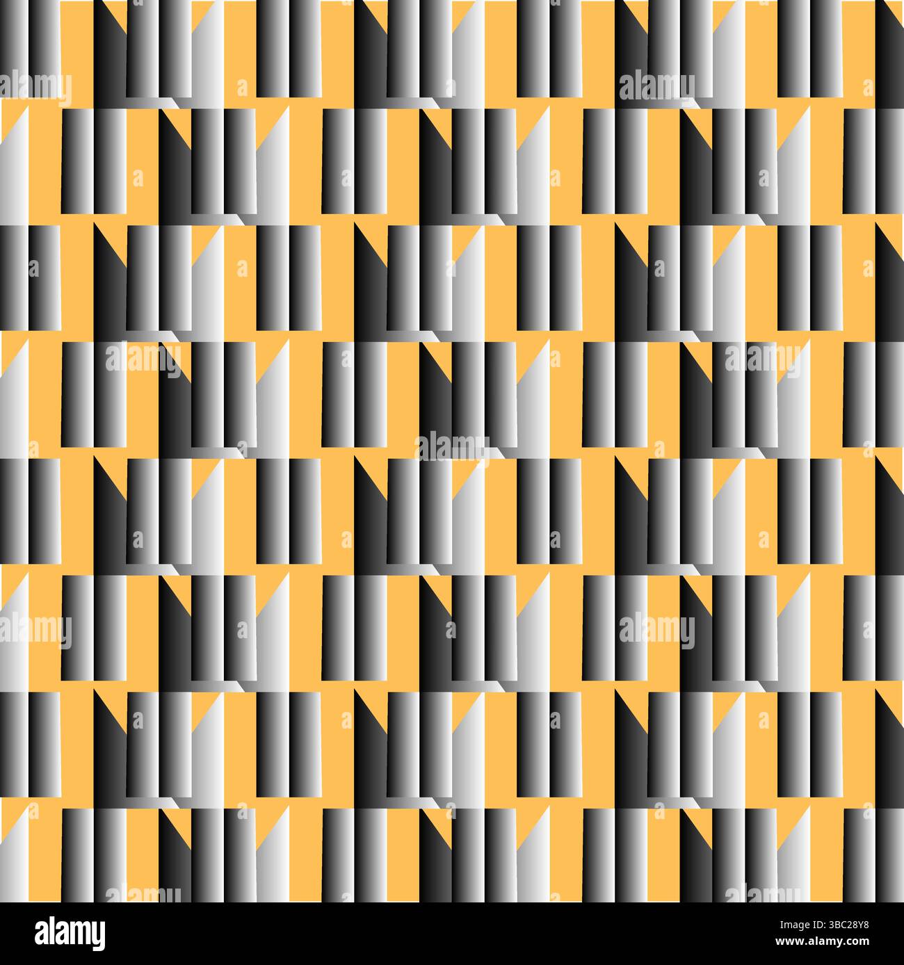 3D abstraktes nahtloses geometrisches Muster. Bunte Tapete mit Kastenstreifen. Vektor für rechteckiges Kachelmuster. Design für Bodenbeläge, Mode, Töpferkunst Stock Vektor