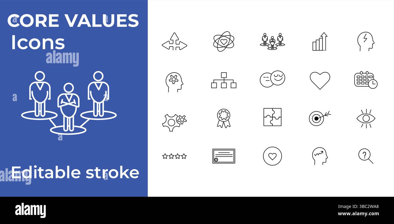 Vektorkernwerte Symbolsatz - Editierbare Kontur Stock Vektor