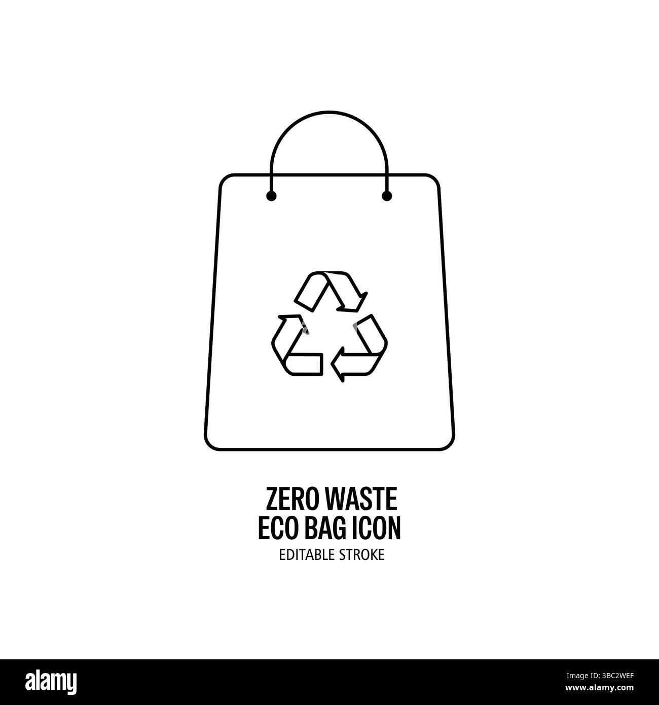 Zero Waste Eco Bag Symbol mit weißem Hintergrund. Bearbeitbarer Konturstil für Web, App, Präsentation und Infografiken Stock Vektor