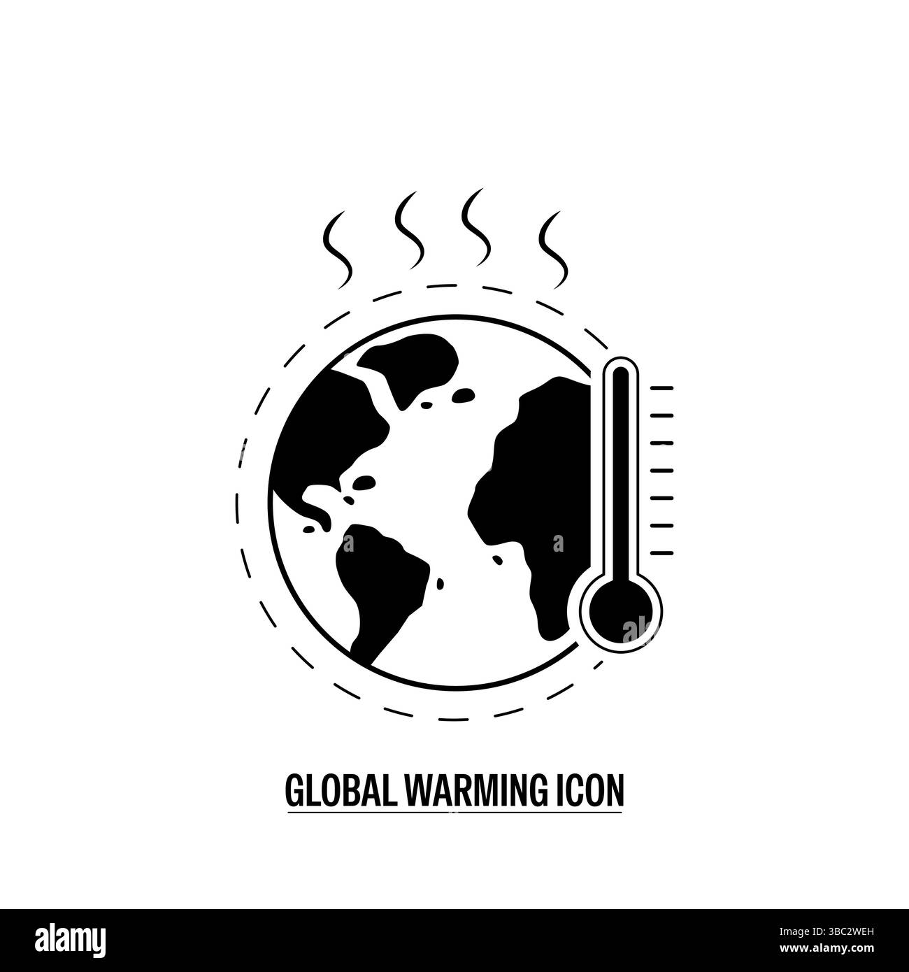 Symbol für globale Erwärmung mit weißem Hintergrund. Geeignet für Web, Apps, Präsentationen und Infografiken Stock Vektor