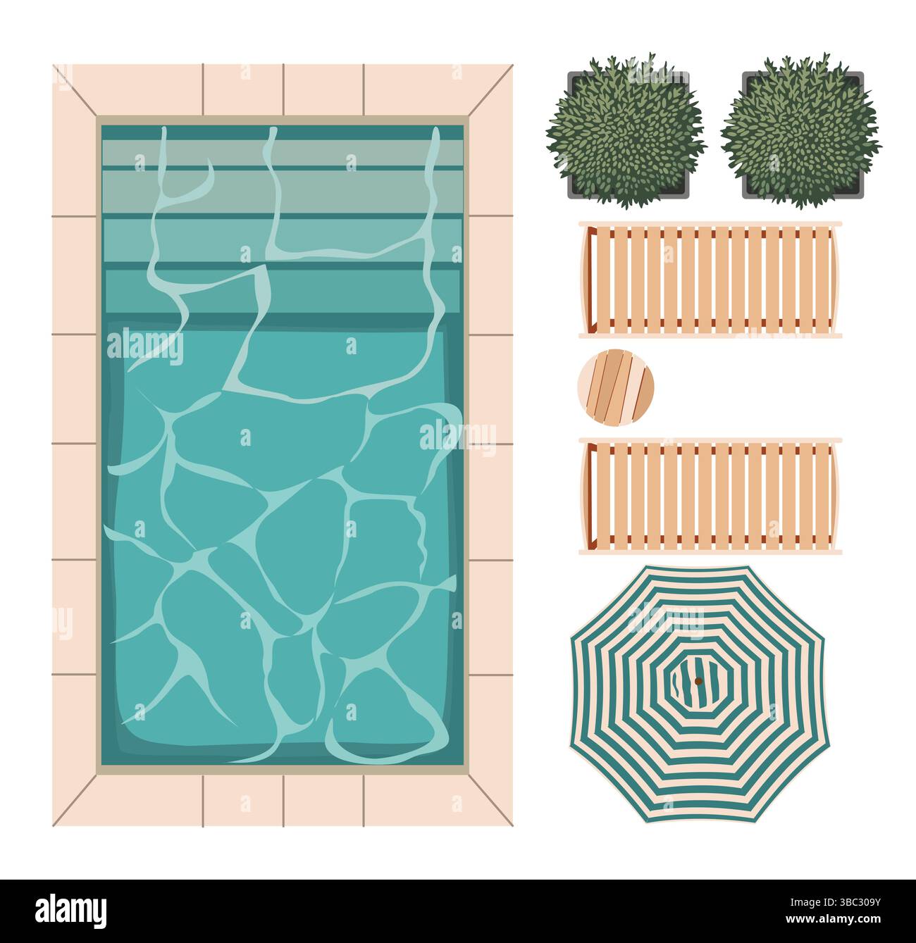 Draufsicht der Möbelsymbole für Landschaftsdesign Stock Vektor