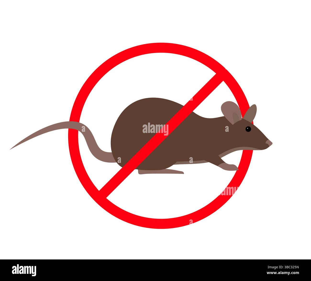 Rotes Verbotszeichen mit der Ratte im Inneren, symbolisiert ein Verbot von Ratten, fördert Deratisierung und Schädlingsbekämpfung Stock Vektor