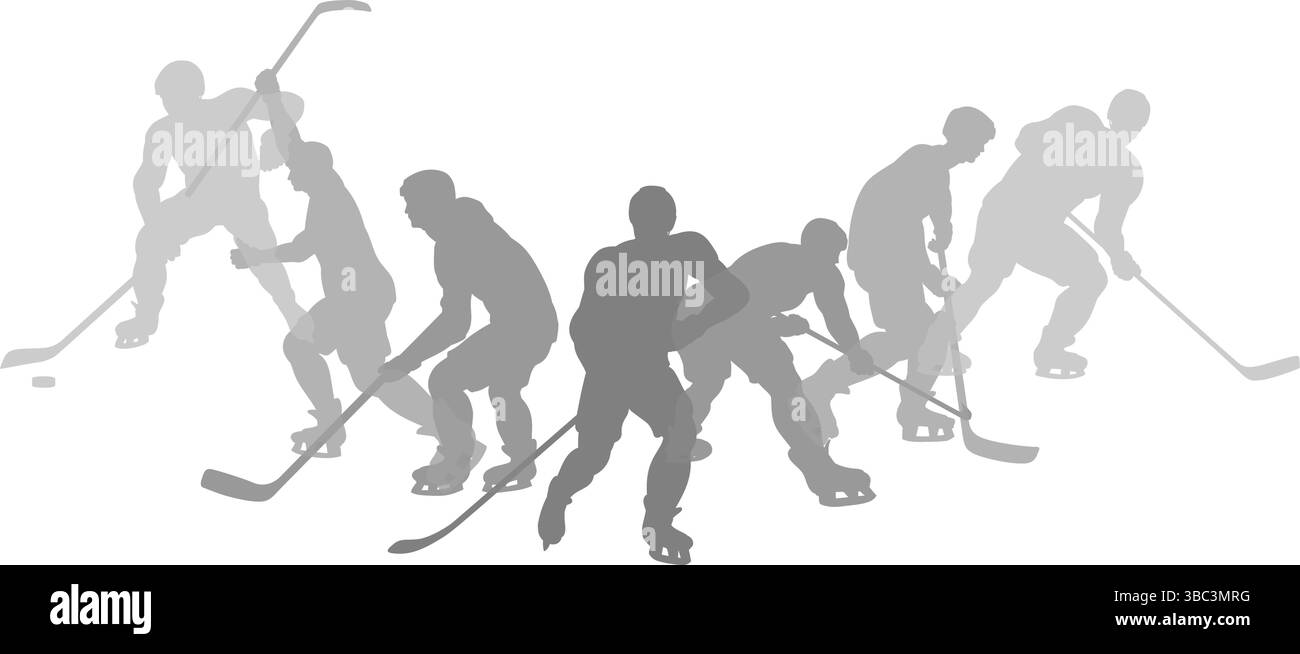 Eishockey Silhouette People Player Silhouetten Stock Vektor