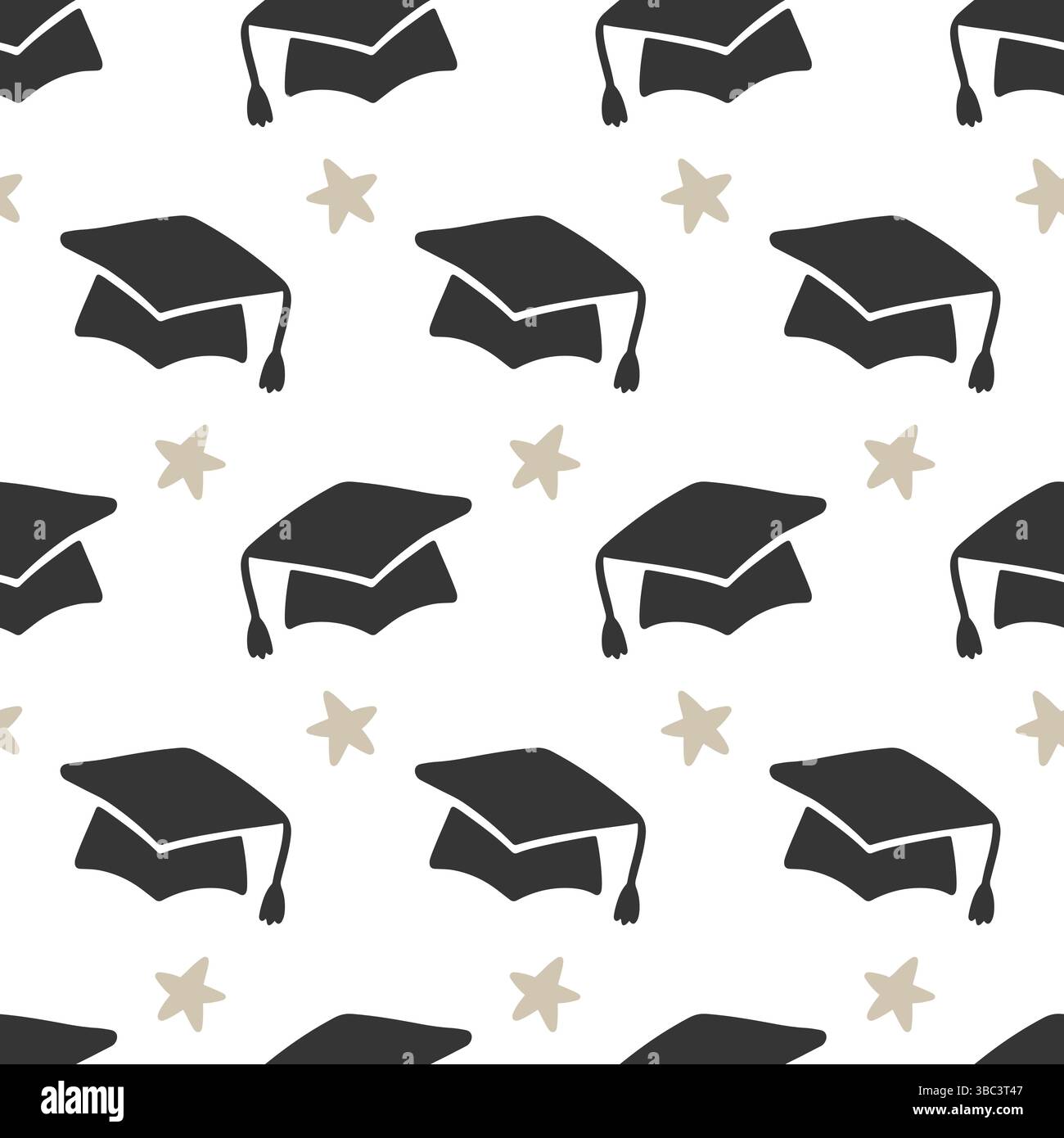 Bachelor Graduation Cap Student Nahtloses Muster Stock Vektor