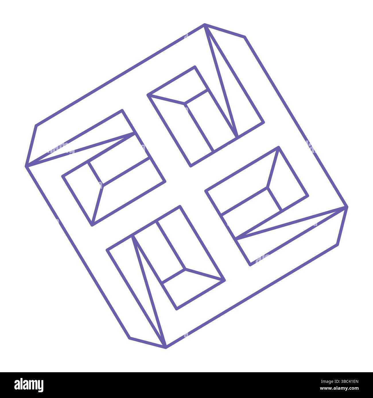 Logo. Unmögliche Form, optische Illusion, Vektor. Optisches Kunstobjekt. Geometrische Figur. Strichgrafik. Stock Vektor