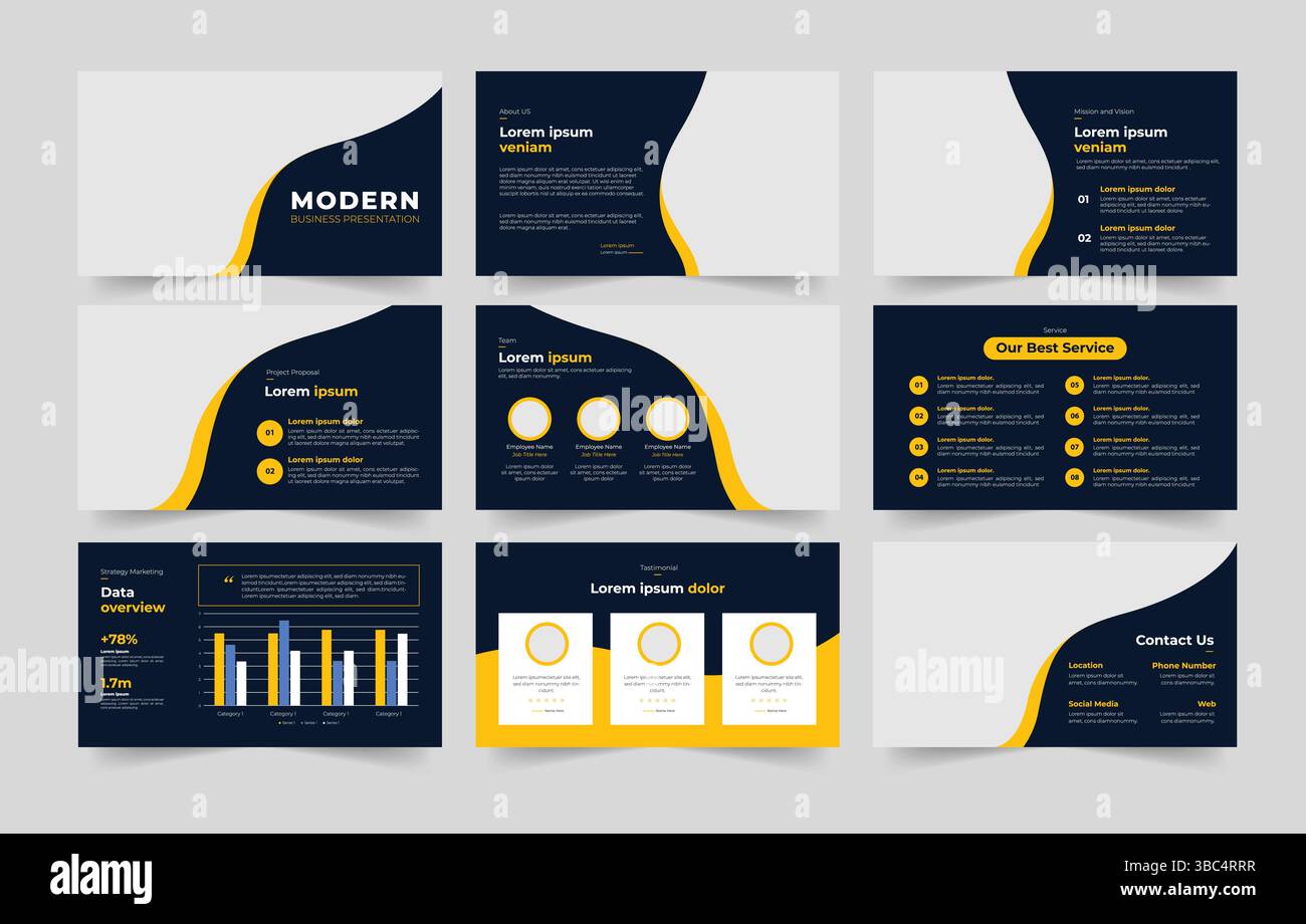 Business Presentation Slide Design und Startup Business PowerPoint Presentation Template. Stock Vektor