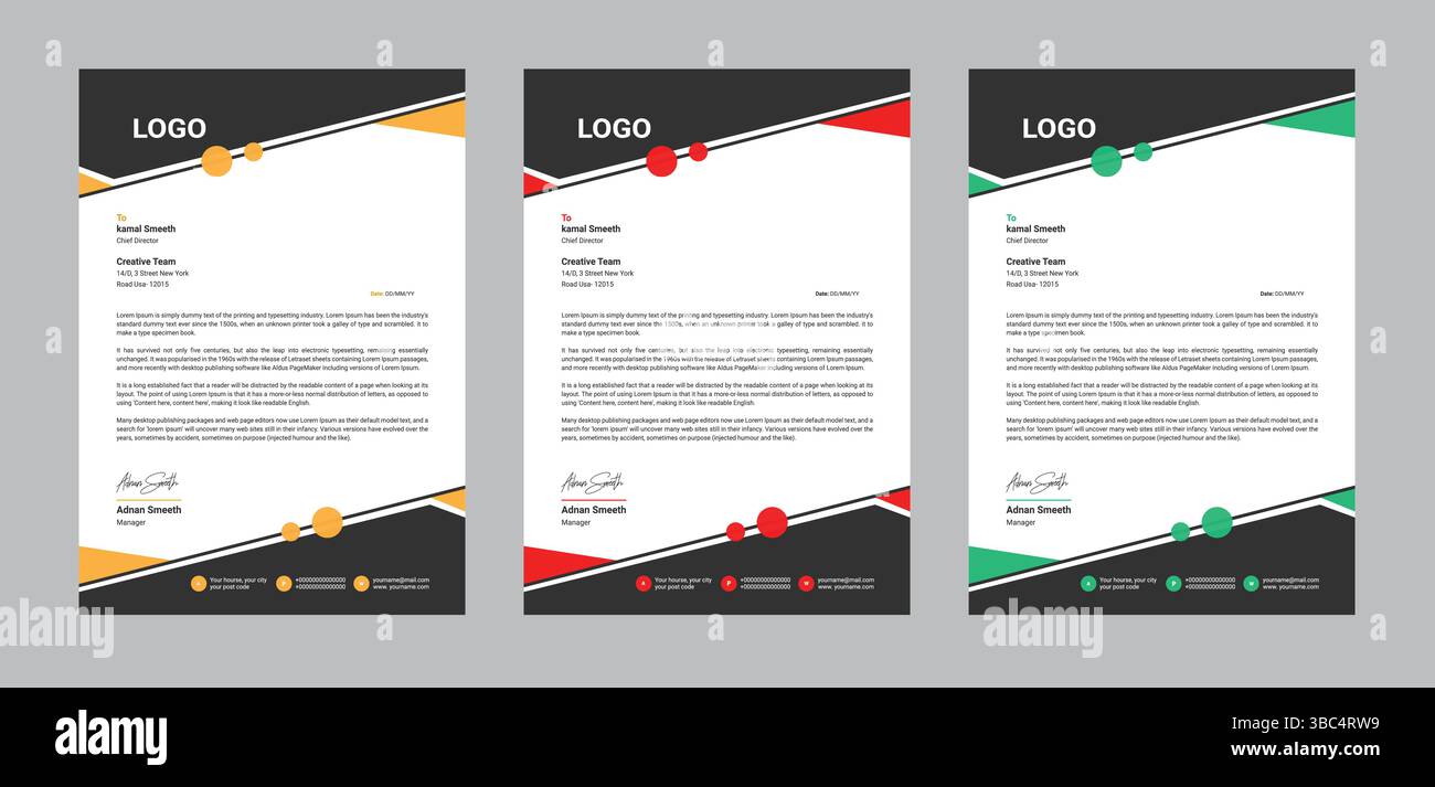 Briefkopfdesign Für Unternehmen Stock Vektor