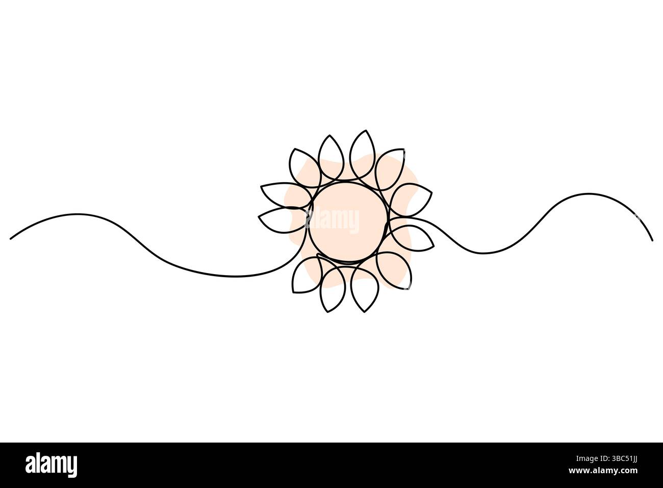Setzt die einzeilige Zeichnung einer Sonnenblumen- und Blattvektorillustration fort Stock Vektor