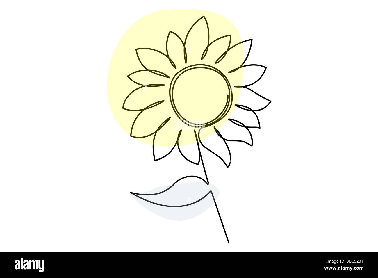 Setzt die einzeilige Zeichnung einer Sonnenblumen- und Blattvektorillustration fort Stock Vektor