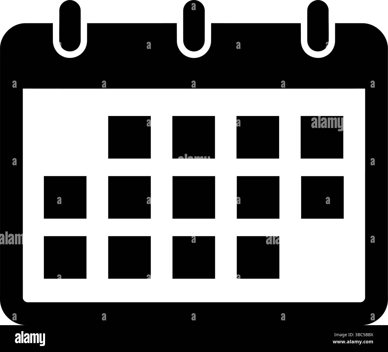 Einfaches Schwarzweiß/transparentes Kalendersymbol: Vektorgrafik Stock Vektor