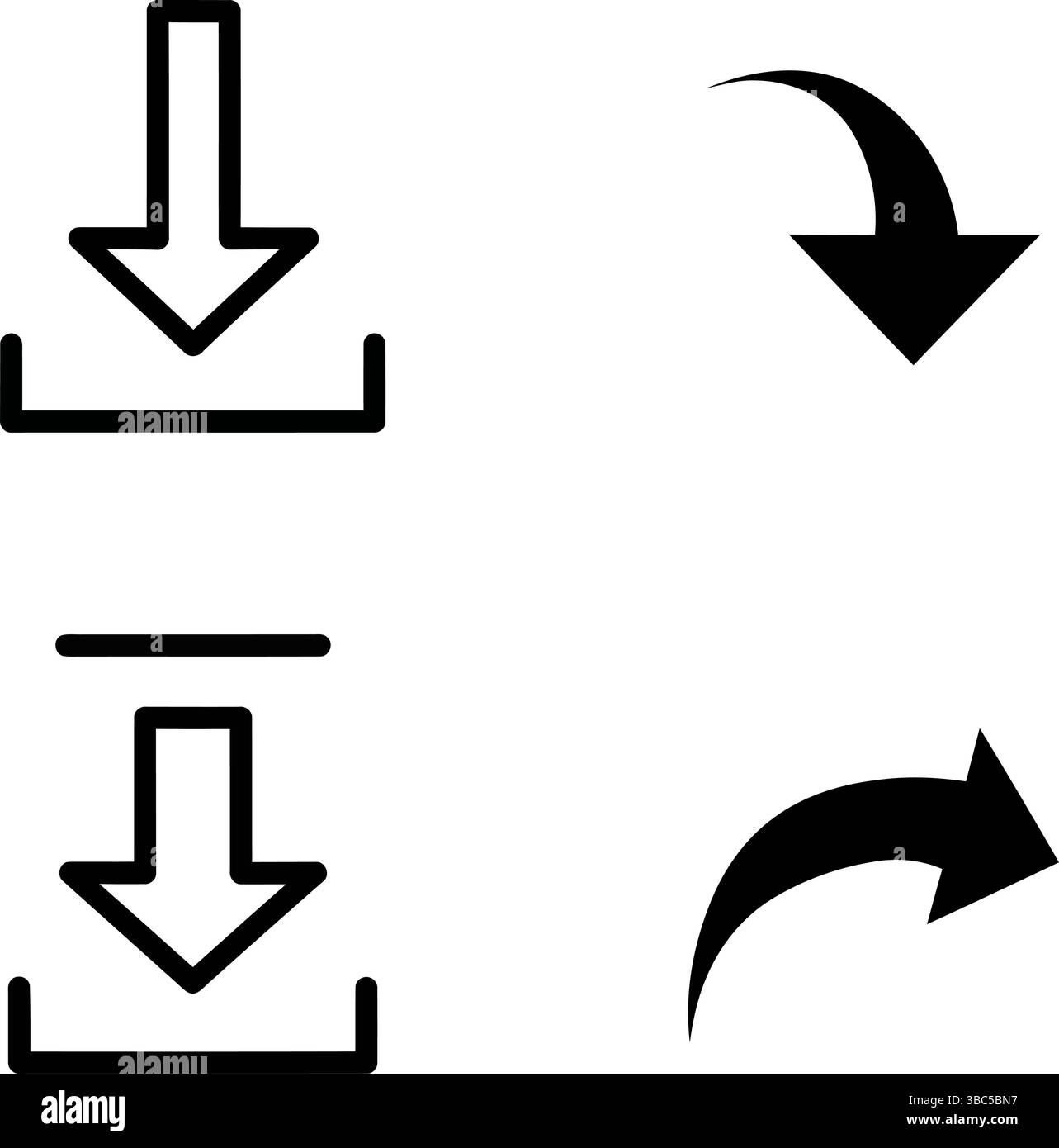 Vier einfache Symbole zum Herunterladen und Umleiten/Austauschen: Vektorgrafiken Stock Vektor