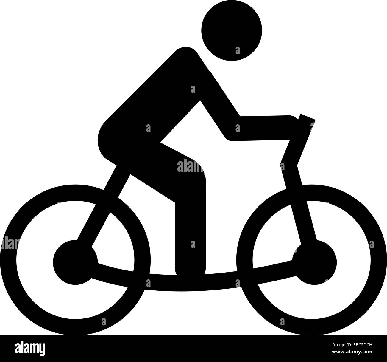 Fahrradsymbol mit Fahrer. Abbildung des Fahrradsymbols. Symbol für Mann auf dem Fahrrad. Stock Vektor