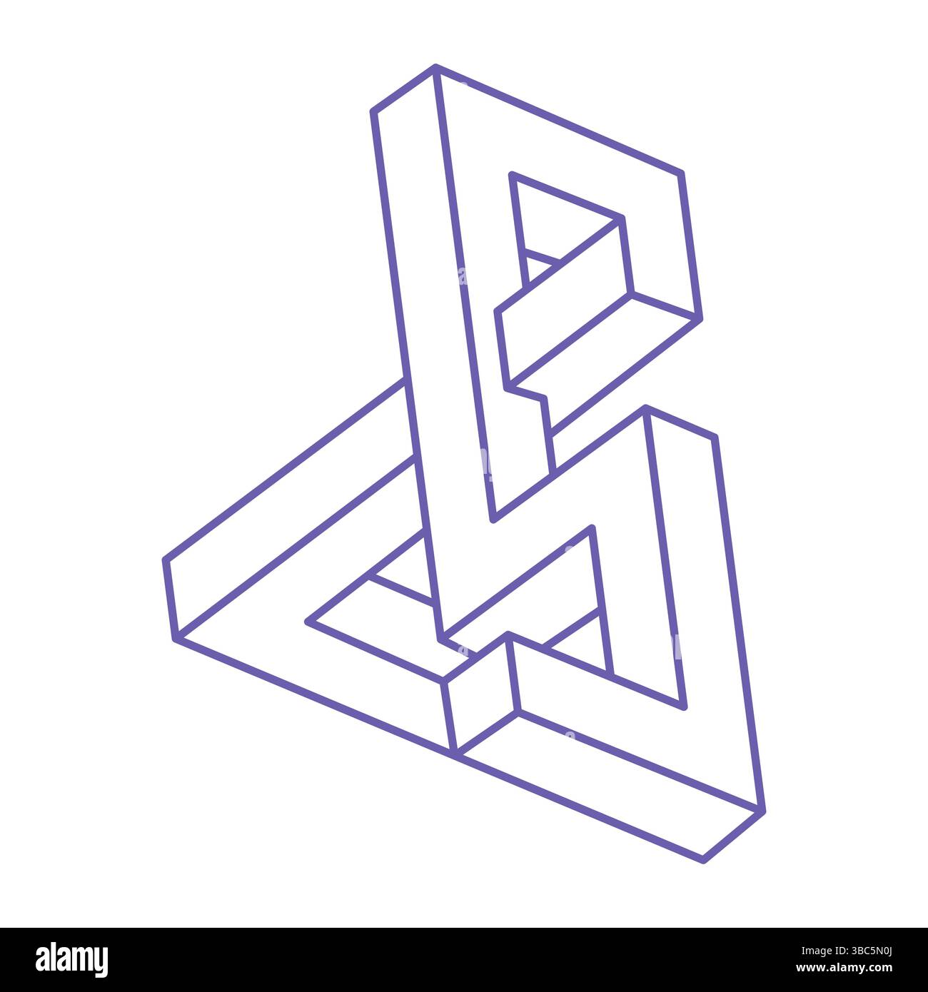 Optisches Illusionslogo. Unmögliche Formen. Figur mit heiliger Geometrie. Abstrakte ewige geometrische Objekte. Unmögliche endliche Konturformen. Optische Kunst Stock Vektor