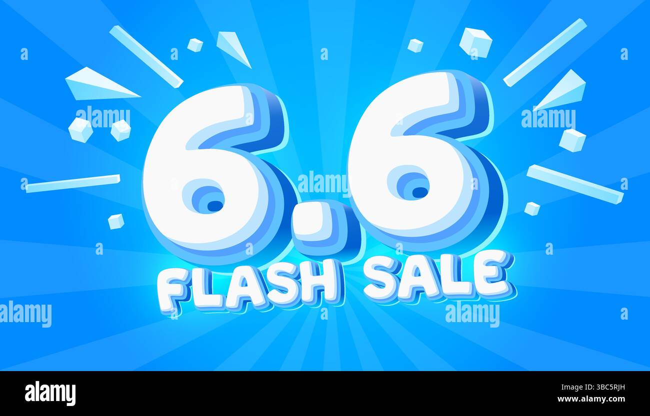 Flash Sale 6,6 Event, großes Angebot, Plakatlabel. Vektor Stock Vektor