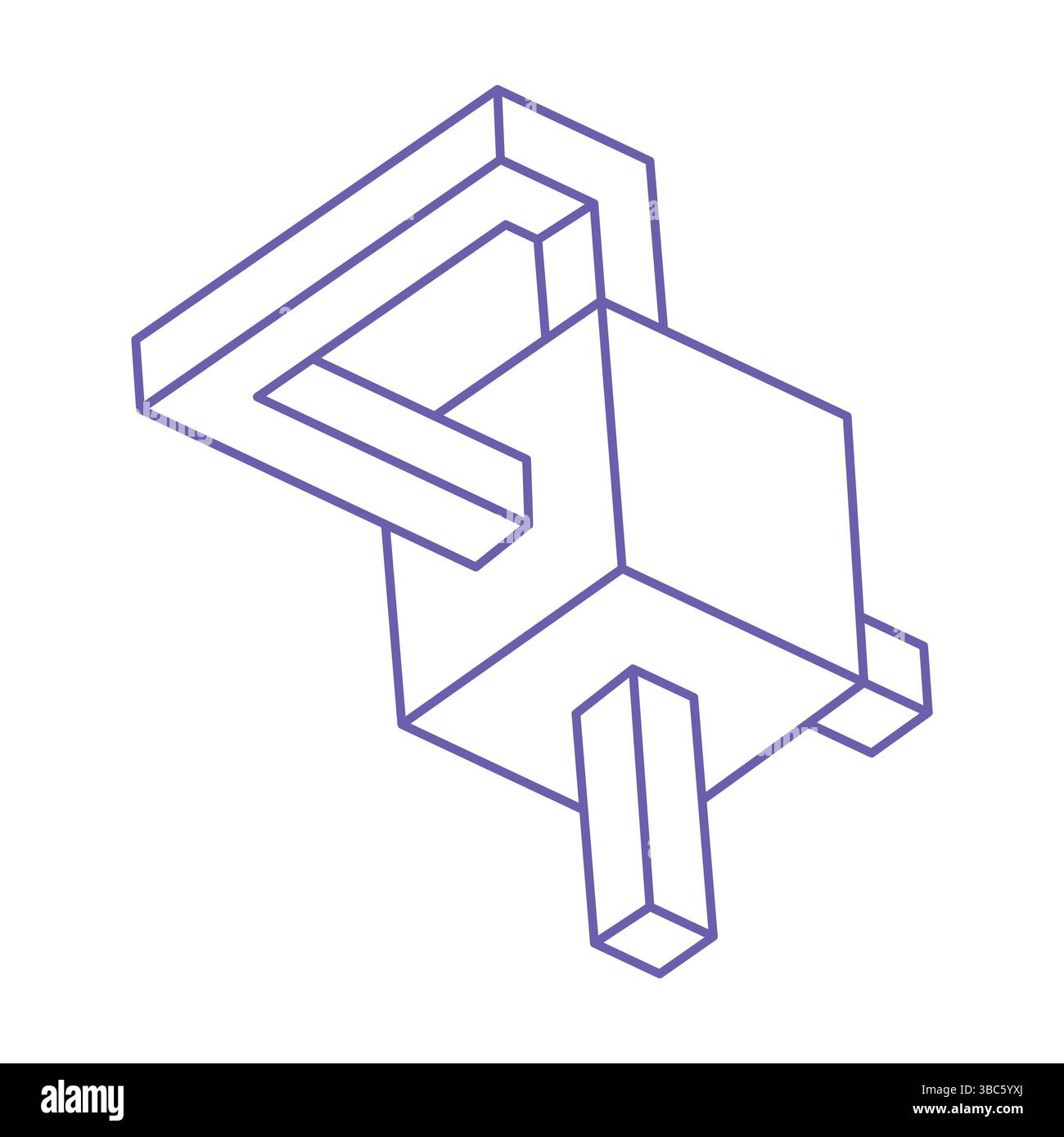 Optische Täuschung. Unmögliche Formen. Sakrale Geometriefiguren. Abstrakte ewige geometrische Objekte. Unmögliche endliche Konturformen. Optische Kunst Stock Vektor