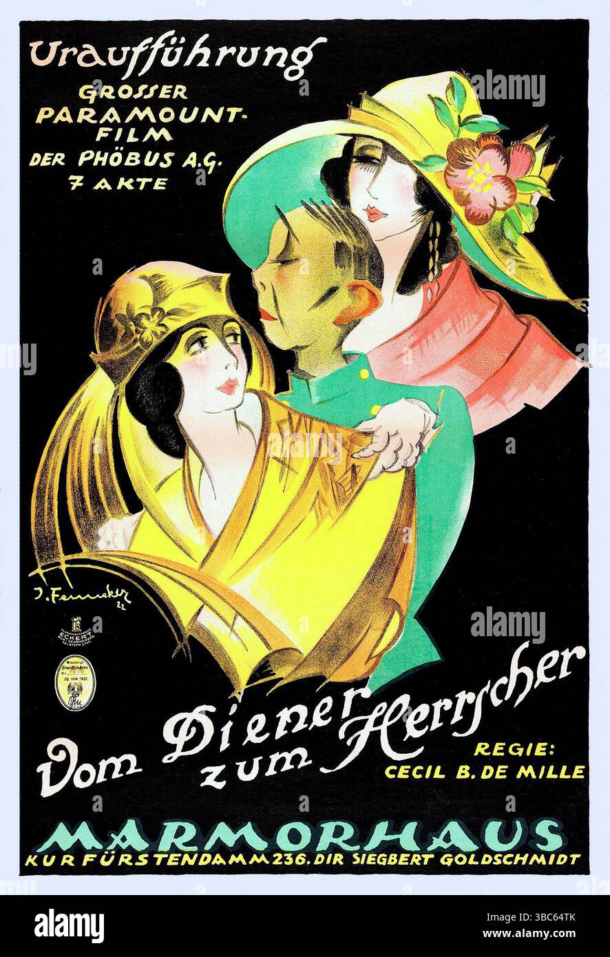 1919 deutsches Poster für Stummfilm „für besser, für schlechter“ von Cecil B. DeMille. Das Poster wurde von Josef Fenneker entworfen Stockfoto