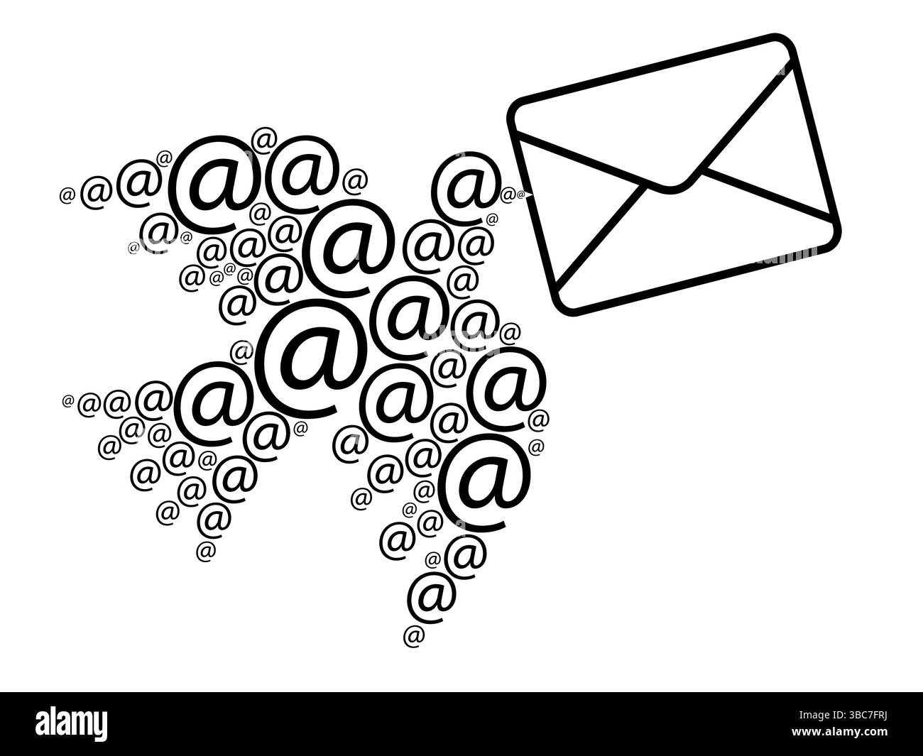 E-Mail-Nachricht - Taube, Taube, bestehend aus E-Mail-Symbolen mit Umschlag Stock Vektor