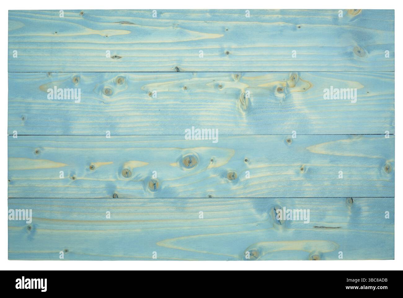 Blaues Holzschild isoliert auf weiß Stockfoto