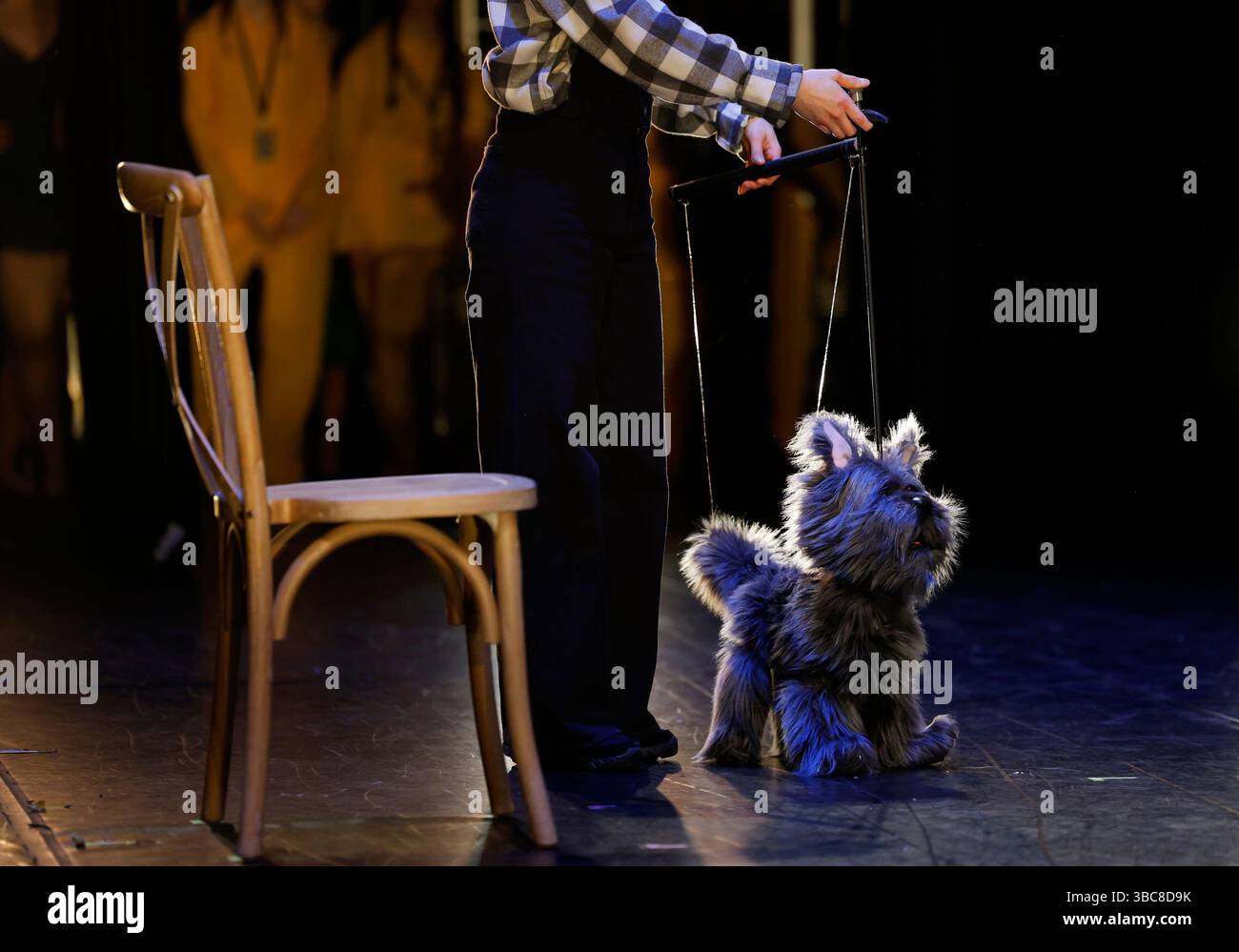 Queens, Usa. Mai 2025. Ein Puppeteer hält die Puppe in der Rolle des Toto während einer Aufführung auf der Bühne, als die Joffrey Ballet School Children's & Youth Ballet Programs am Sonntag, den 18. Mai 2025 in New York City im LaGuardia Performing Arts Center die innovative Nacherzählung des Klassikers The Wonderful Wizard of Oz präsentieren. Foto: John Angelillo/UPI Credit: UPI/Alamy Live News Stockfoto