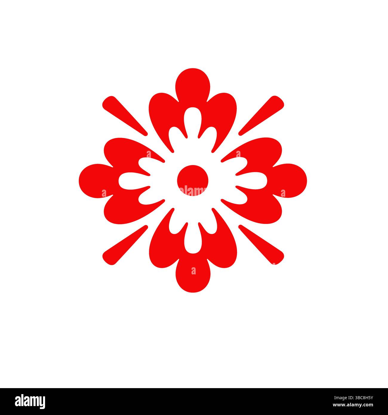 Rotes Blumenvektorsymbol Isoliert – Abstraktes Blumendesign-Symbol Stock Vektor