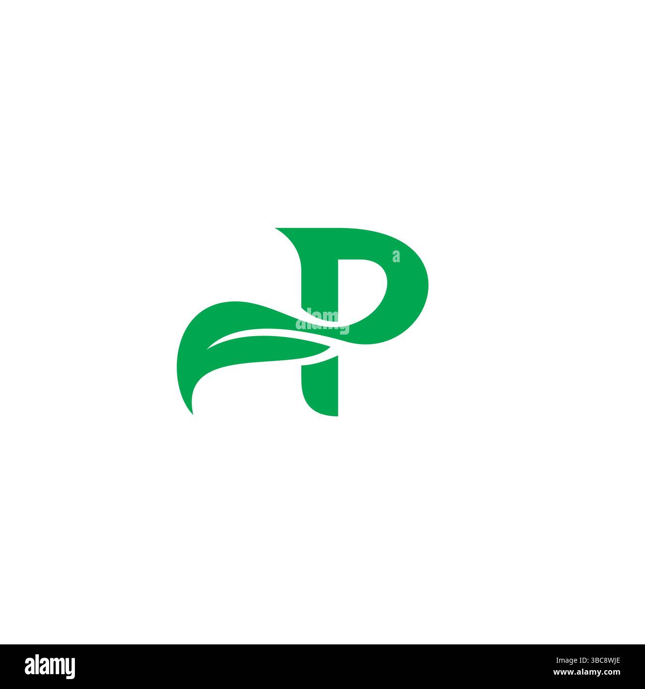 Buchstabe P mit Blattlogo Design Vektor Stock Vektor