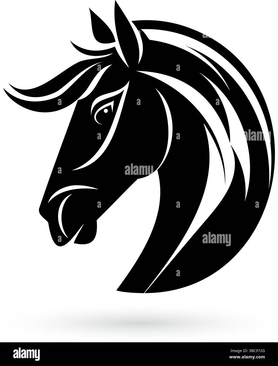 Stilisierte schwarz-weiße Horse Head Logo Vorlage auf weißem Hintergrund, perfekt für Unternehmen oder Projekte im Zusammenhang mit Pferden, auf dem Land oder auf dem Land Stock Vektor Stilisierte schwarz-weiße Horse Head Logo Vorlage auf weißem Hintergrund, perfekt für Unternehmen oder Projekte im Zusammenhang mit Pferden, auf dem Land oder auf dem Land Stock Vektor