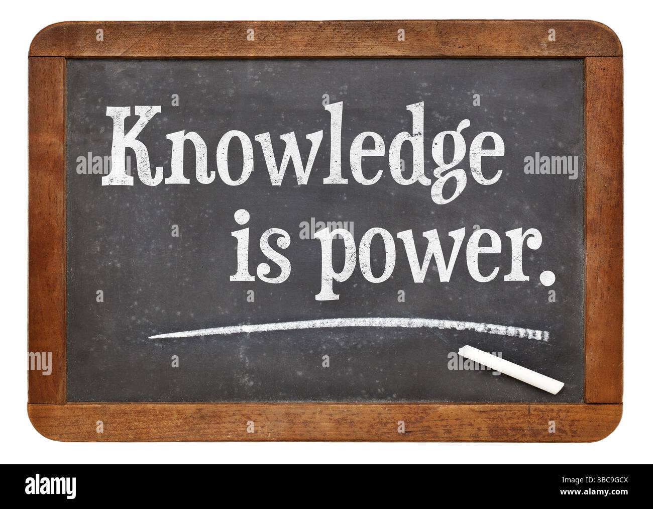 Wissen ist macht - motivierende Worte auf einer Vintage Schiefer-Tafel Stockfoto