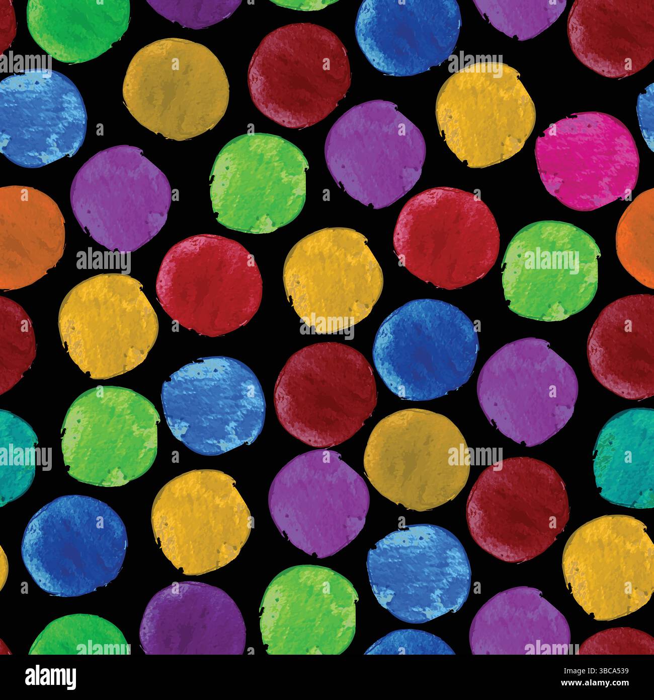 Rainbow Watercolor Dots auf Leinen – verspieltes modernes Polka Dot Muster Stock Vektor