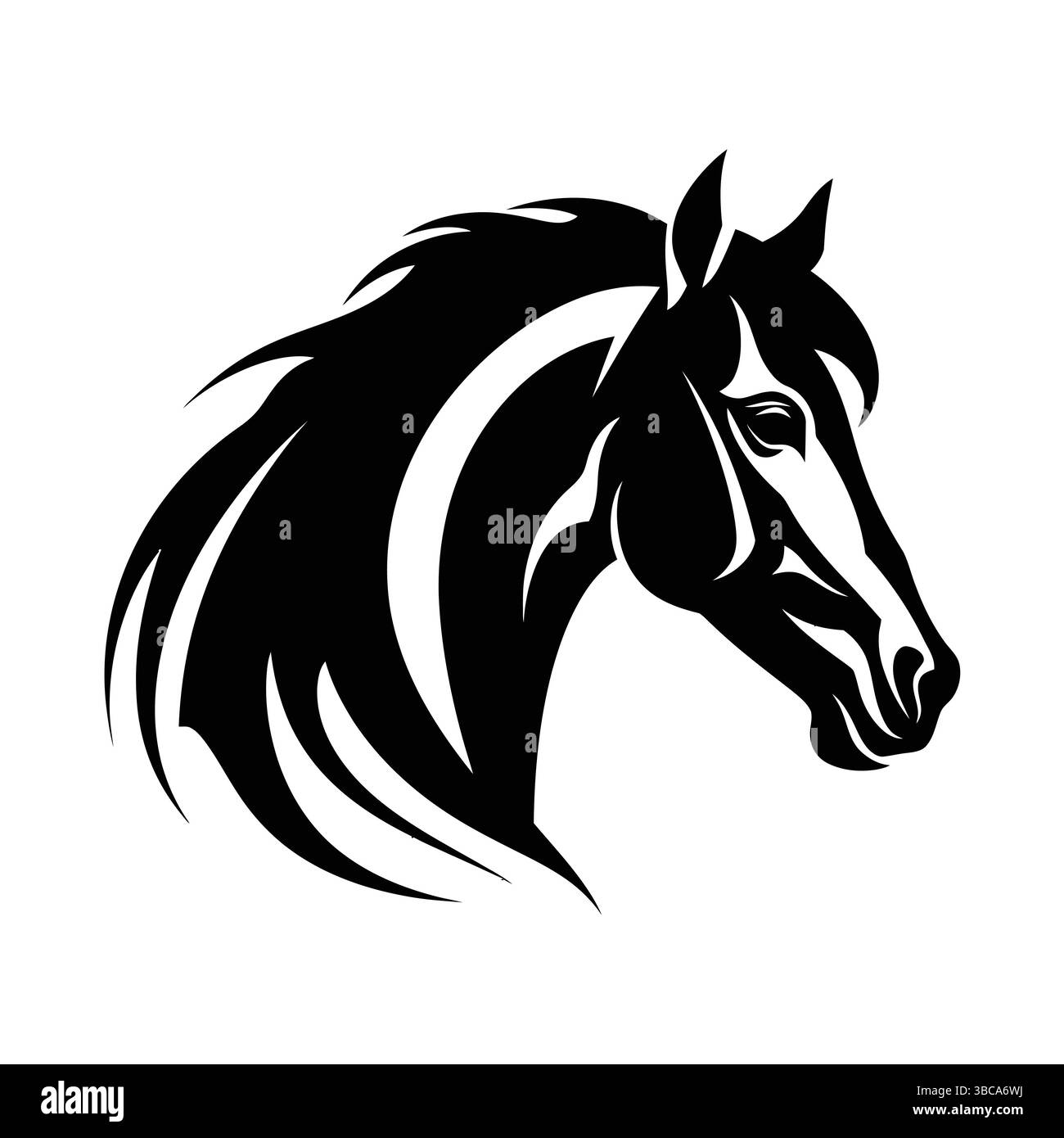 Pferdegesicht Logo Konzept schwarze Silhouette einfacher minimaler Vektor Stock Vektor