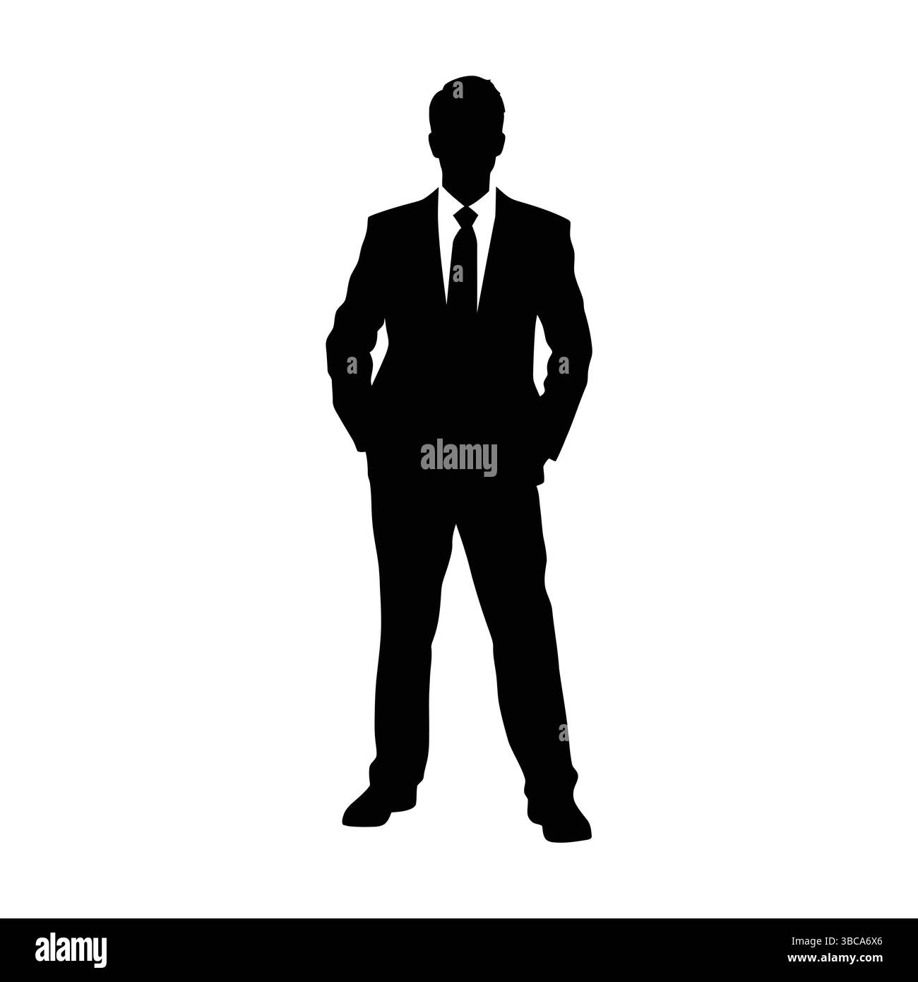 Hübscher Geschäftsmann, der in schwarzer Silhouette steht Stock Vektor