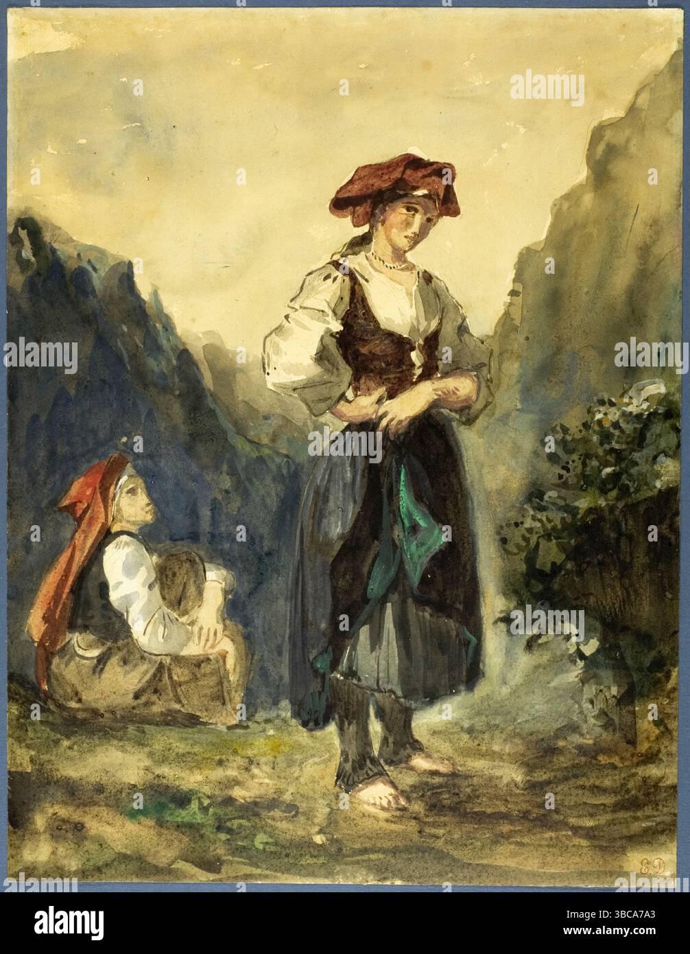 Bauernfrauen aus der Region der Eaux-Bonnes. Eugène Delacroix. 1845. Stockfoto
