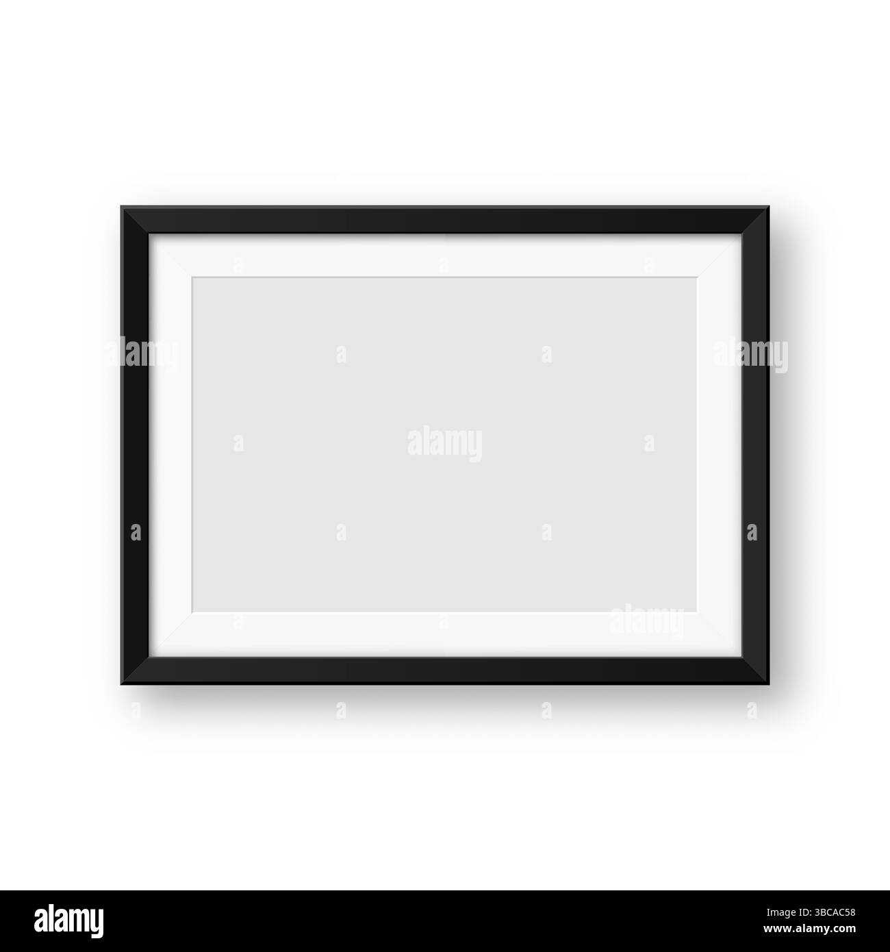 Realistische Sammlung von leeren schwarzen Bilderrahmen. Modernes Postermockup für Kunstwerke, Fotografien oder Werbung. Perfekt für Kunstgalerien und Innenräume Stock Vektor