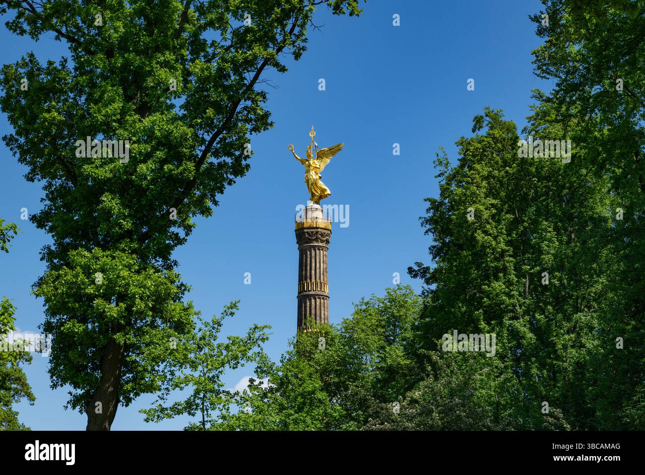 Tiergarten in Berlin, Blick auf die Siegessäule. Tiergarten Stockfoto