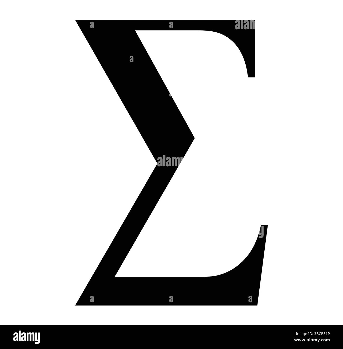 Sigma Mathematik Zeichen, Sigma griechischer Buchstabe Icon Vektor, Sigma Summation Symbol Vektor Illustration isoliert auf weißem Hintergrund. Stock Vektor