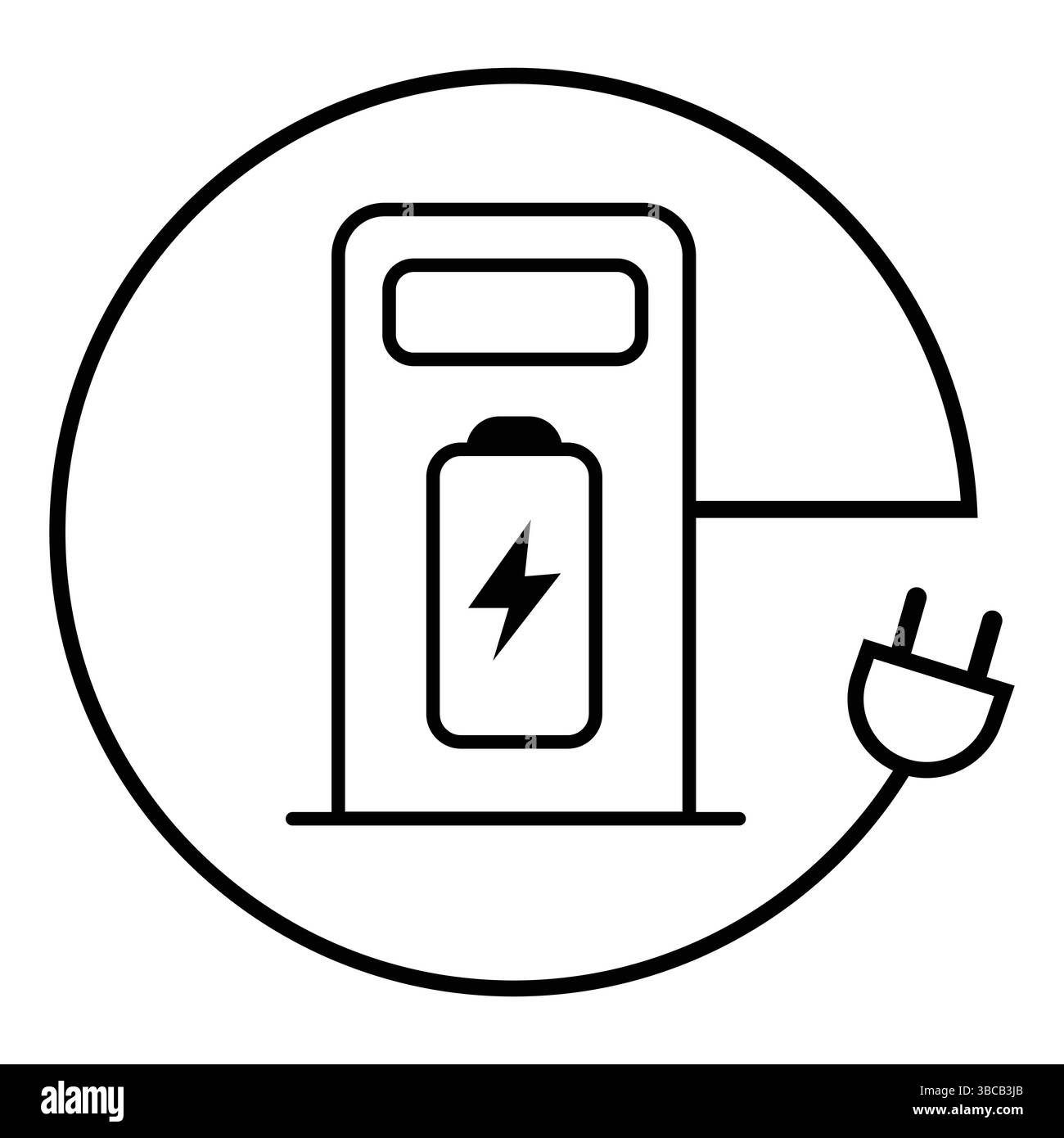 Elektroauto mit Steckersymbol, EV-Auto, Logotype für Ladepunkt für grüne Hybridfahrzeuge, umweltfreundliches Fahrzeugkonzept. Vektorabbildung Stock Vektor