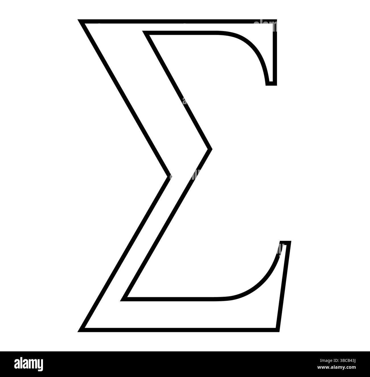 Sigma Mathematik Zeichen, Sigma griechischer Buchstabe Icon Vektor, Sigma Summation Symbol Vektor Illustration isoliert auf weißem Hintergrund. Stock Vektor
