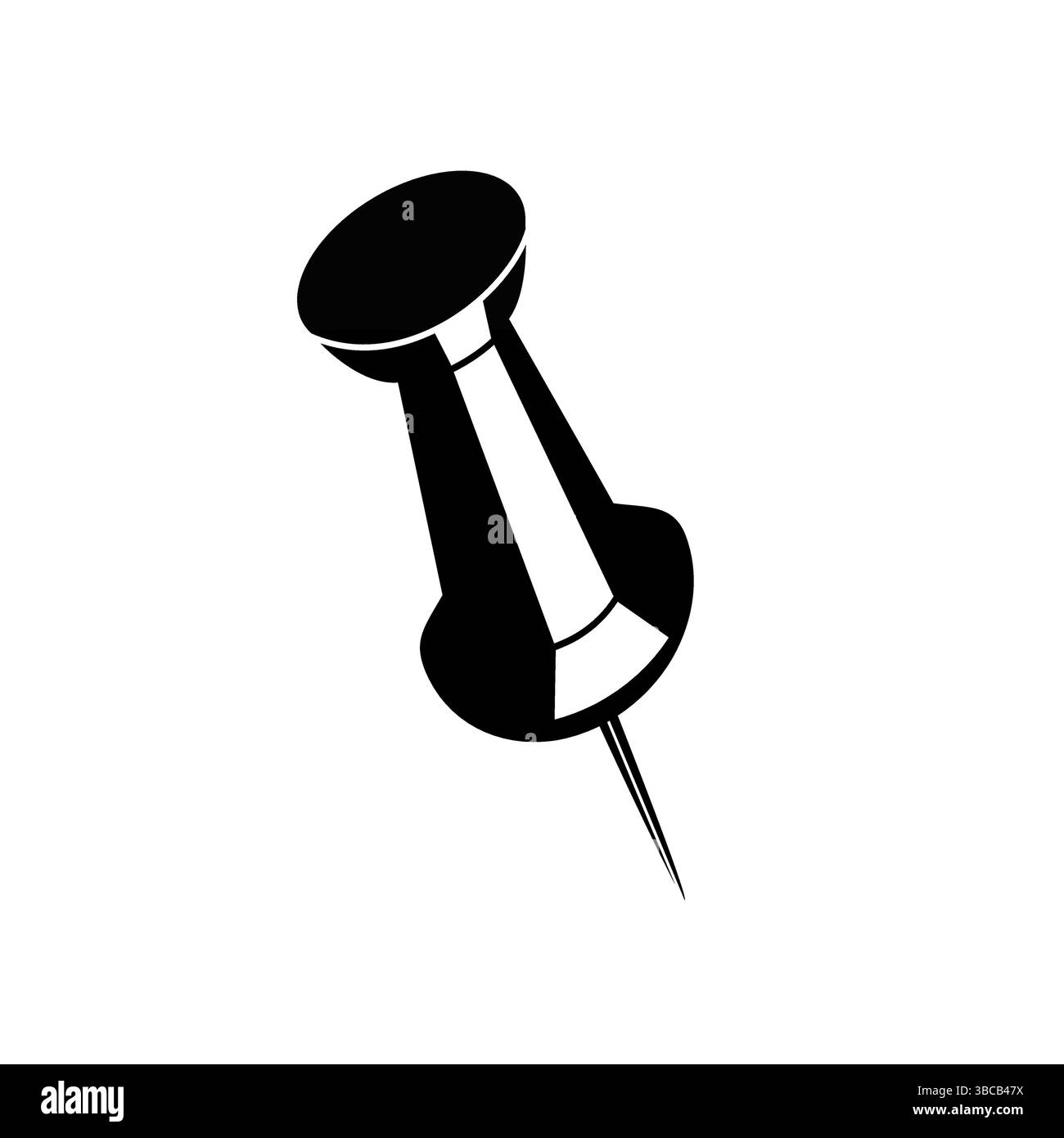 Schwarzes Push Pin Silhouette-Symbol – Vektor-Daumenaufsatz-Illustration Stock Vektor