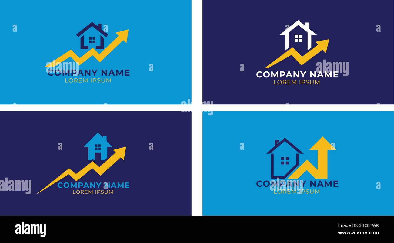 Real Estate Logo Vektor Design mit Wachstumspfeil Stock Vektor