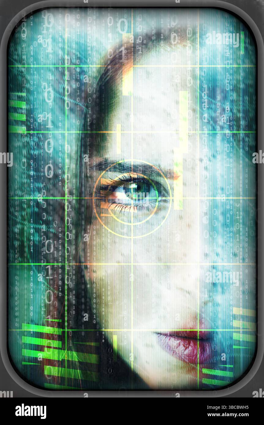 Konzept für Gesichtserkennungssoftware Stockfoto