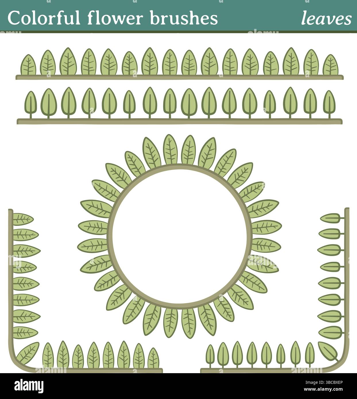 Sie können eine beliebige Linie oder einen Pfad zeichnen und einen dieser Pinsel anwenden. Sie können auch Rahmen in verschiedenen Formen (rund, quadratisch usw.) erstellen, da alle Pinsel inkl. Stock Vektor