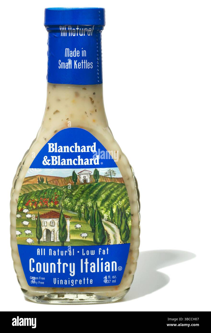 blanchard italienisches Vinaigrette-Dressing auf weißem Hintergrund Stockfoto