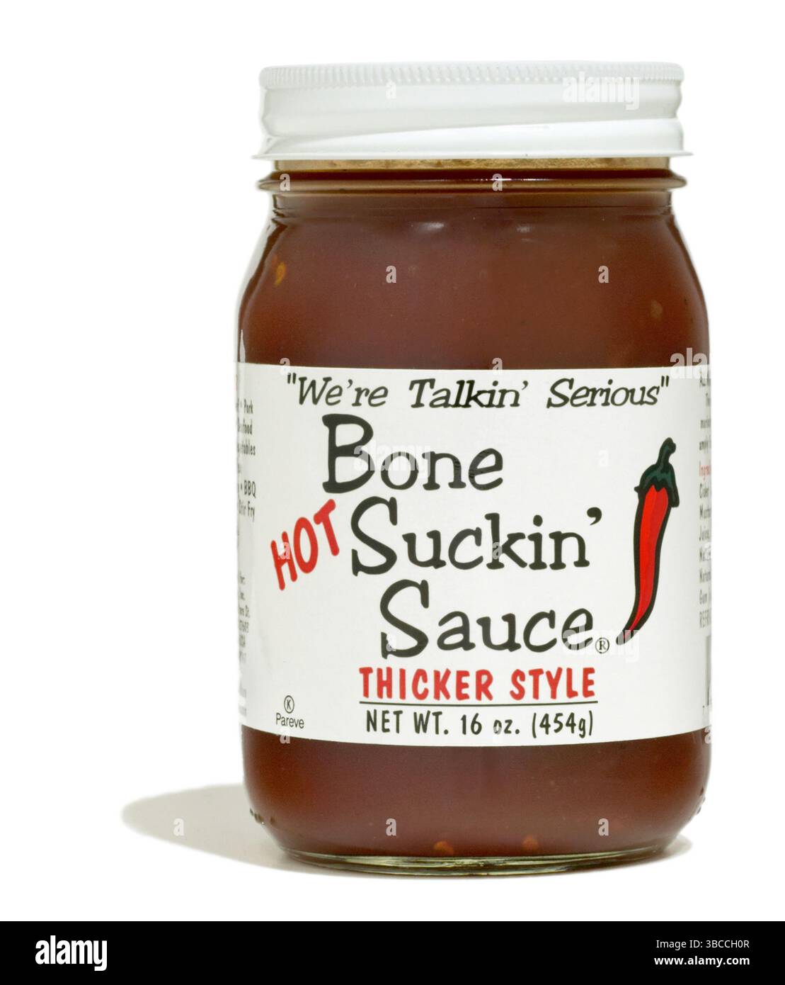 Knochensauce fotografiert auf weißem Hintergrund Stockfoto