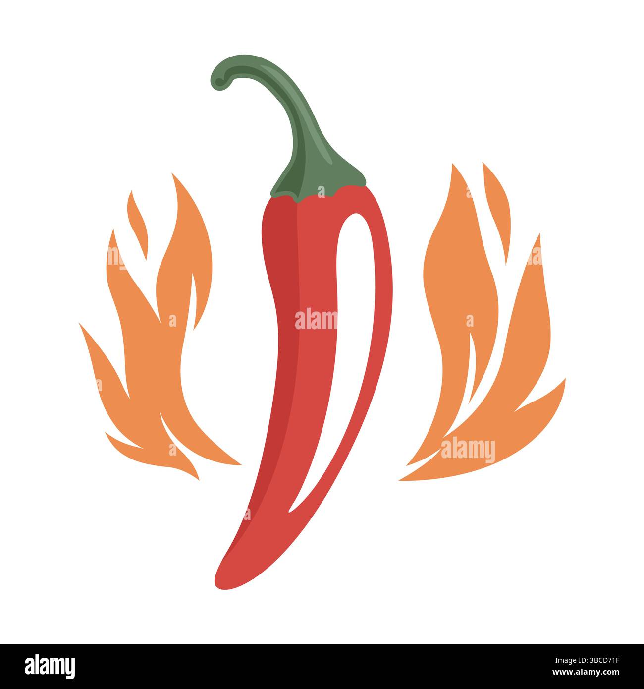 Scharfer Chili-Pfeffer Mit Flammen Hot Sauce Logo. Feurige Chili-Pfeffer-Illustration Für Scharfes Lebensmittel-Branding. Chili Pfeffer Vektor Kunst mit Feuer für heiß Stock Vektor