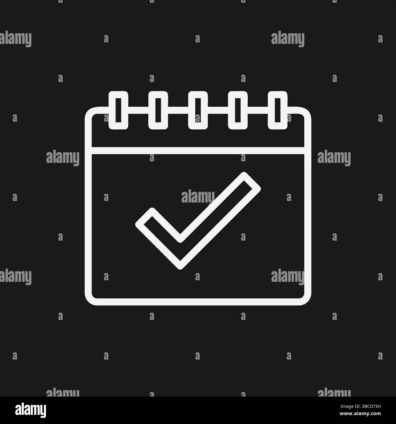 Kalender mit Häkchen Symbol Vektor einfache Umrissdarstellung der Grafik „Zeitplan abgeschlossen“ Stock Vektor